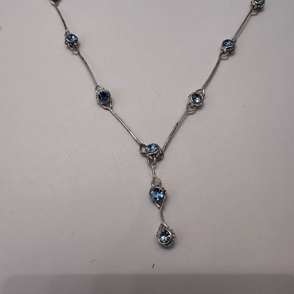 Blue Rhinestone Necklace - Picture 2 of 3
